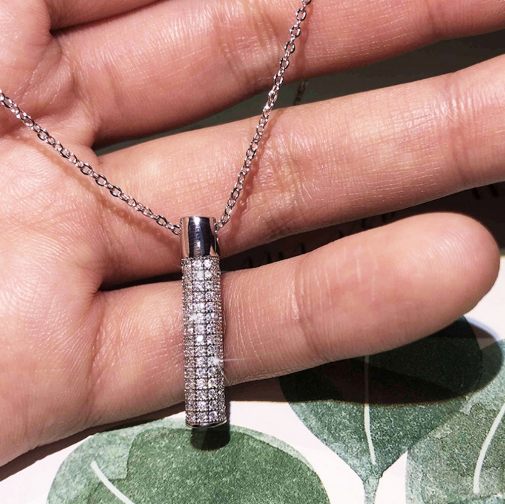 14k Rose gold & sterling sliver diamond necklace - Picture 7 of 10